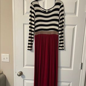 Red Striped Maxi Dress